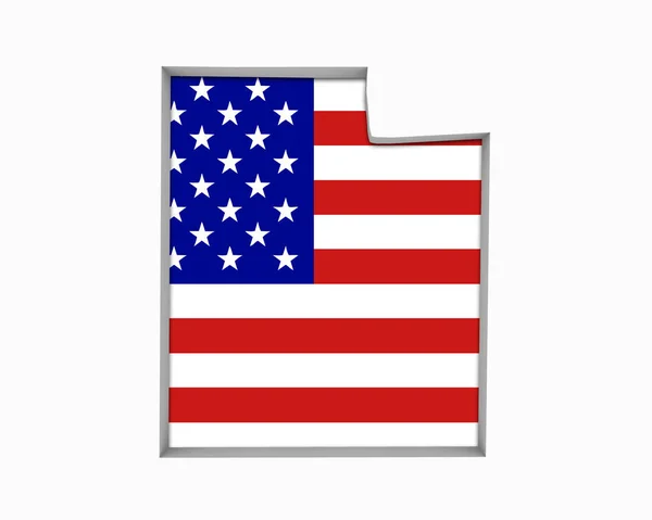 Σιλουέτα Της Γιούτα Αμερικανική Σημαία Λευκό Φόντο — Φωτογραφία Αρχείου