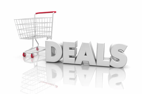 Deals Lettering Shopping Cart Illustration — Stock Photo, Image