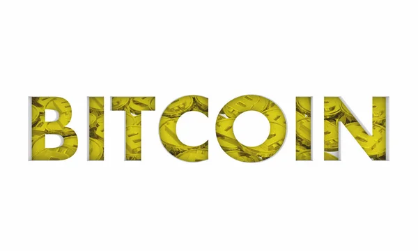 Bitcoin Lettering Concetto Criptovaluta Illustrazione — Foto Stock