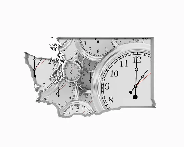 Illustration Von Uhren Form Von Washington State Usa — Stockfoto
