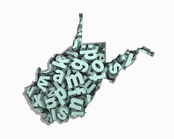Γράμματα Κολάζ Σχήμα Έννοιας Εκπαίδευση Κράτος Απεικόνιση Δυτική Βιρτζίνια — Φωτογραφία Αρχείου