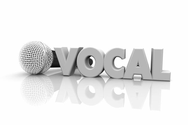 I love vocal lettering,  Microphone symbol, 3d Illustration