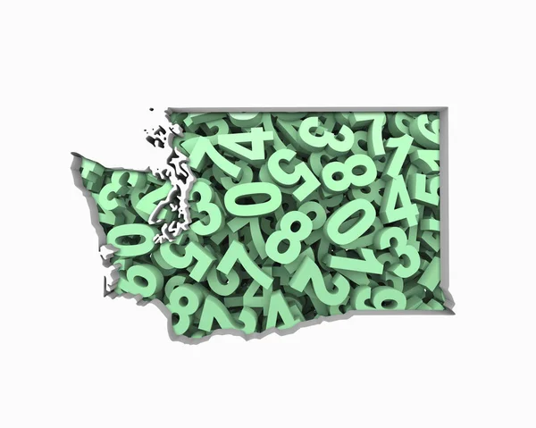 Washington Eyaleti Çizim Şeklinde Numaraları Kolaj — Stok fotoğraf
