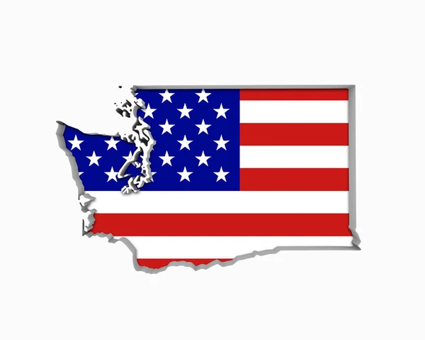美国华盛顿州地图形状的国旗和条纹 — 图库照片