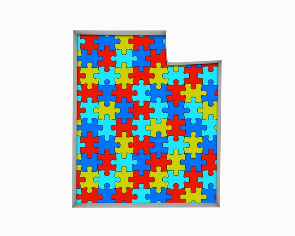 Színes Puzzle Darab Formája Utah Állam Térkép Amerikai Egyesült Államok — Stock Fotó