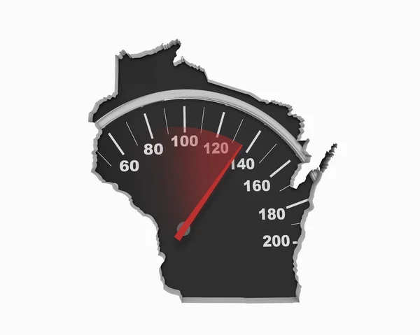 米国ウィスコンシン州マップの形でスピード メーターのコラージュ イラストレーション — ストック写真