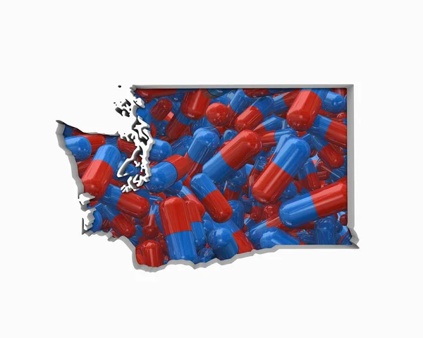 Pigułki Kolaż Kształt Koncepcji Washington State Ilustracji Opieki Zdrowotnej Ubezpieczeń — Zdjęcie stockowe