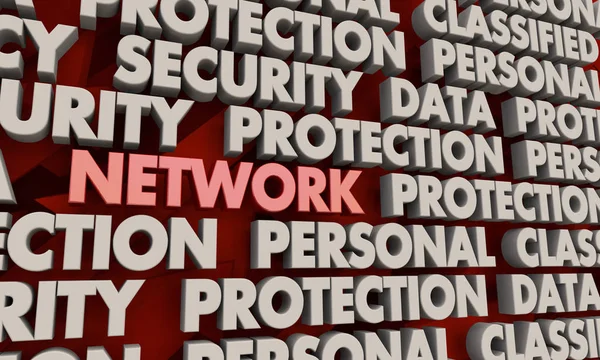 Ochrona Danych Zabezpieczeń Sieciowych Słowa Kolaż Ilustracja — Zdjęcie stockowe