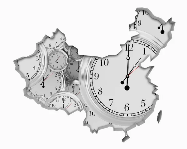 Cina Orologio mappa — Foto Stock