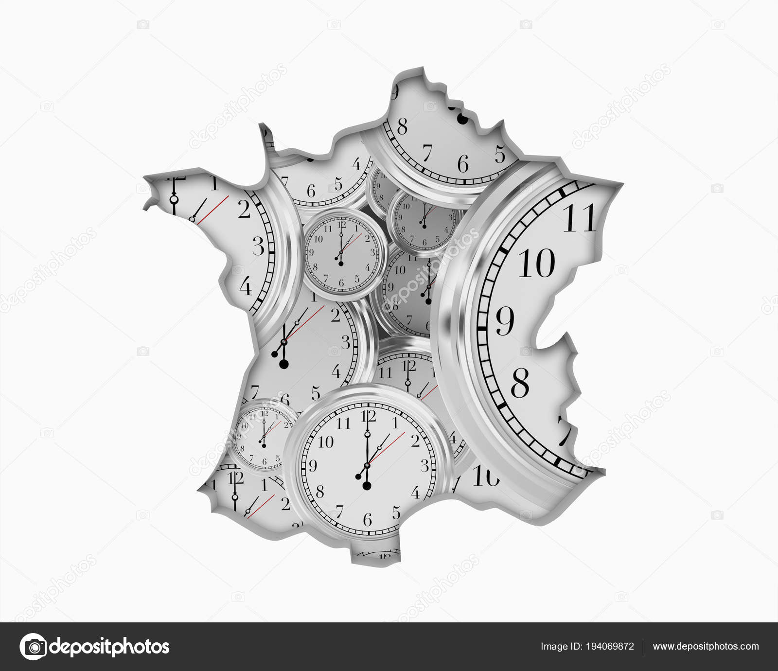 Francia Reloj mapa — Foto de stock 194069872 © iqoncept