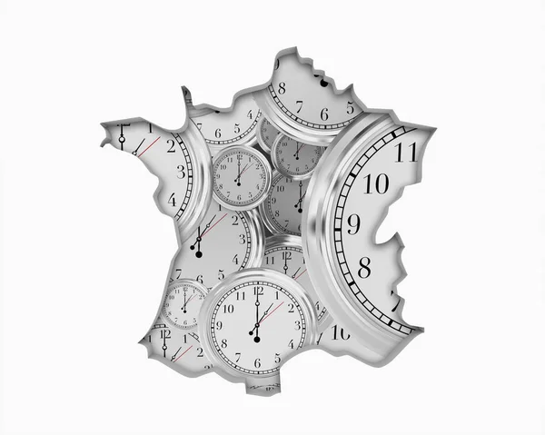 Χάρτης Γαλλίας ρολόι — Φωτογραφία Αρχείου