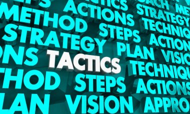 Taktik strateji planı vizyon 3d resimde kelimeler