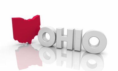 Ohio Oh Red State harita kelime 3d çizim