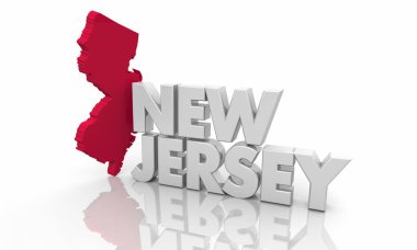 Yeni Jersey Nj kırmızı devlet harita kelime 3d çizim