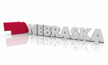 Nebraska Ne kırmızı devlet harita kelime 3d çizim