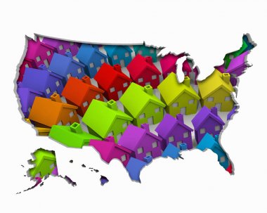 Amerika Birleşik Devletleri Amerika ABD evleri evlerin harita yeni gayrimenkul geliştirme 3d çizim