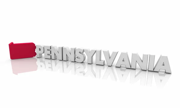 Pennsylvania Rood Staat Kaart Word Illustratie — Stockfoto