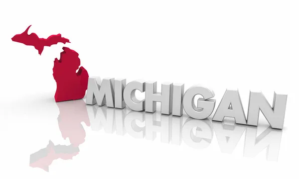 Michigan Red State Carte Word Illustration — Photo