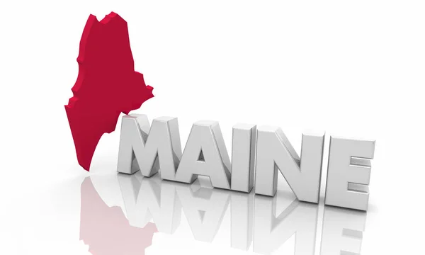 Maine Red State Carte Word Illustration — Photo