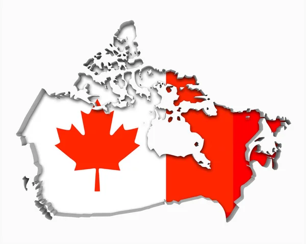 Kanada Flagge Karte Symbol Nationalstolz Illustration — Stockfoto