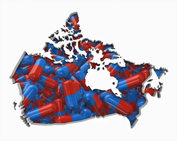 Canada Pillole Farmaci Assicurazione Sanitaria Mappa Illustrazione — Foto Stock