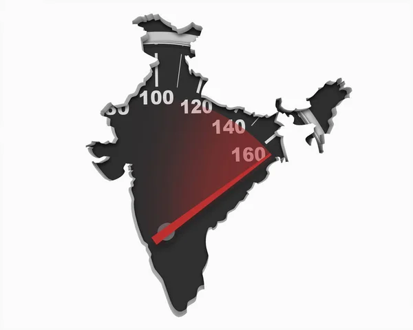 Ινδία Ασία Ινδική Ταχύμετρο Χάρτη Γρήγορη Ταχύτητα Ανταγωνισμό Φυλή Απεικόνιση — Φωτογραφία Αρχείου
