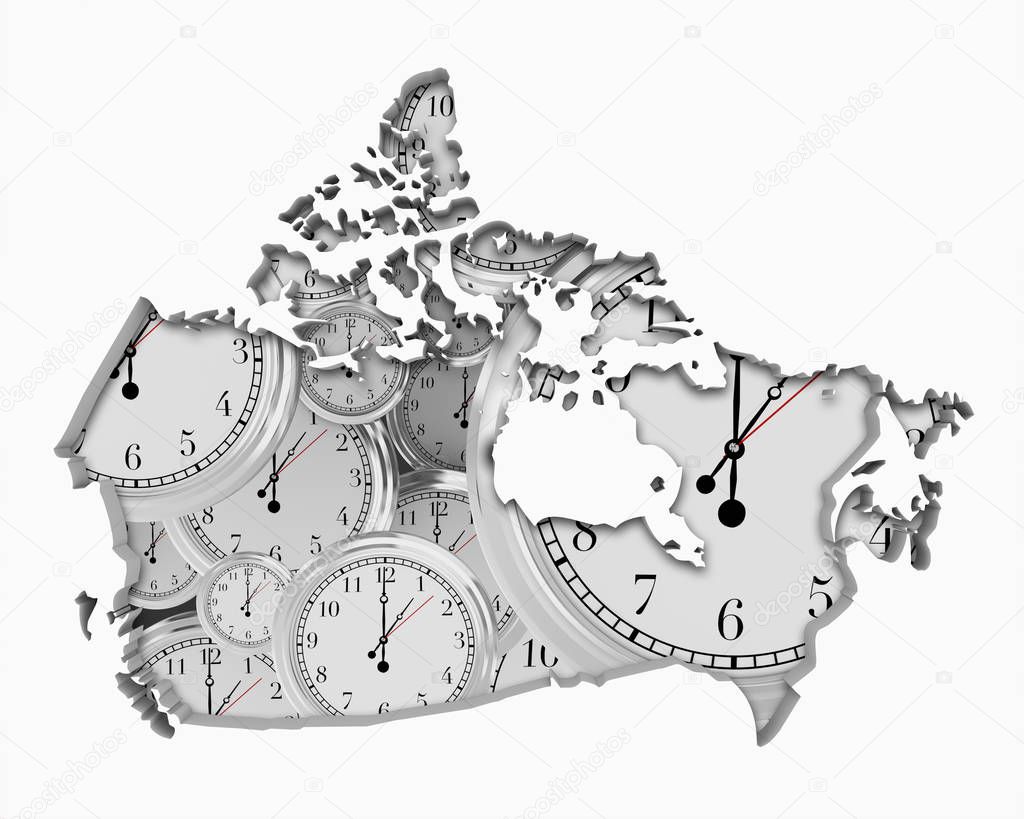Canada Clock Time Passing Forward Future 3d Illustration