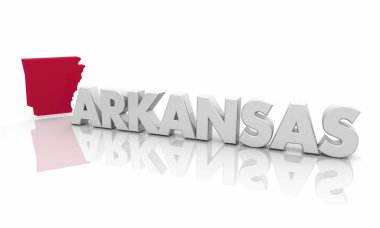 Arkansas Ar kırmızı devlet harita kelime 3d çizim