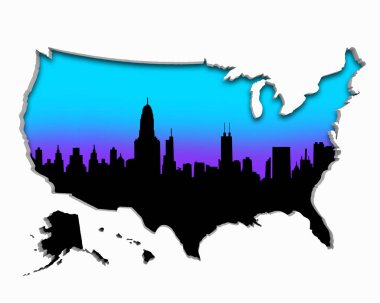 Amerika Birleşik Devletleri Amerika ABD Skyline şehir metropol gece hayatı 3d çizim