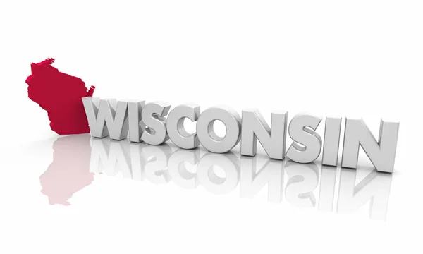 Wisconsin Rood Staat Kaart Word Illustratie — Stockfoto