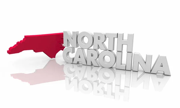 North Carolina Rood Staat Kaart Word Illustratie — Stockfoto