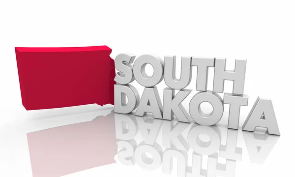 Dakota Del Sur Red State Map Word Ilustración — Foto de Stock