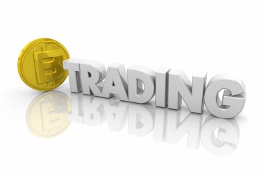 Bitcoin dijital Cryptocurrency Word 3d Render illüstrasyon ticaret