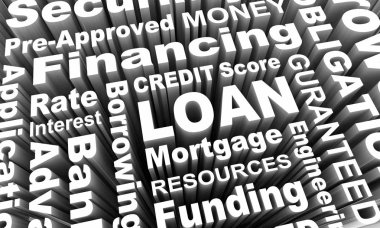 3D Render illüstrasyon puan kredi ödünç para Mortgage kredi puanı