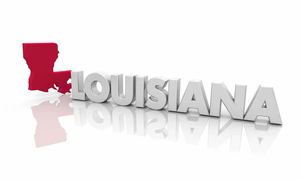 Kaart Van Louisiana Red Staat Word Illustratie — Stockfoto