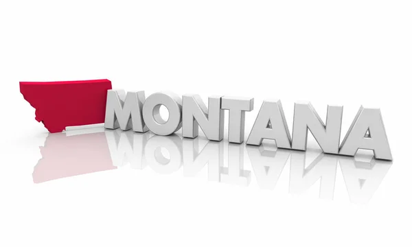 Montana Red Państwa Mapę Słowo Ilustracja — Zdjęcie stockowe