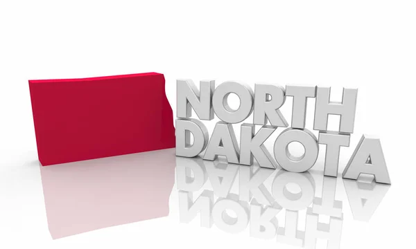 Dakota Del Norte Red State Map Word Ilustración — Foto de Stock
