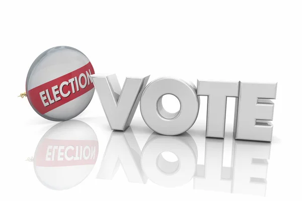 Bouton Élection Vote Pin Campagne Word Render Illustration — Photo