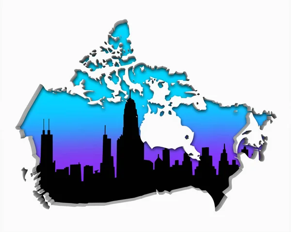 Noční Život Metropolitní Oblasti Kanada Panorama Města Ilustrace — Stock fotografie