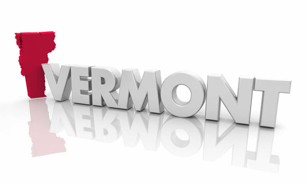 Vermont VT Red State Map Word 3d Illustration