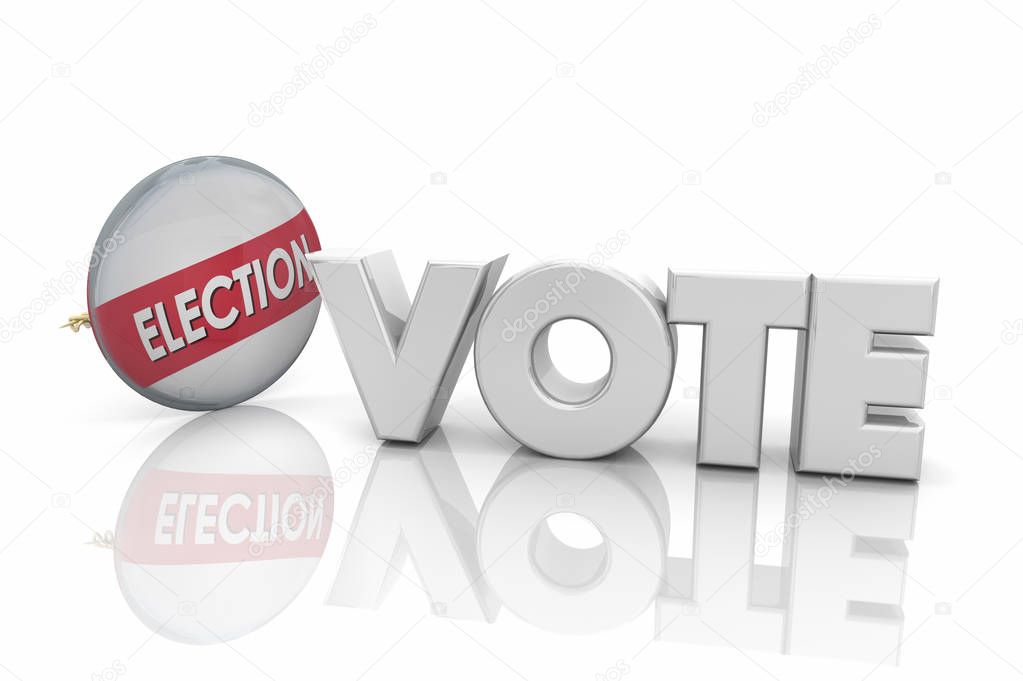 Vote Election Button Pin Campaigning Word 3d Render Illustration