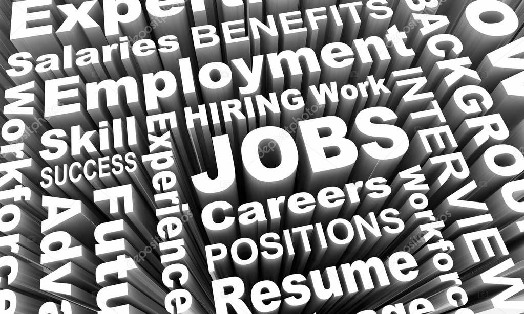 Jobs Careers Word Employment Words 3d Illustration
