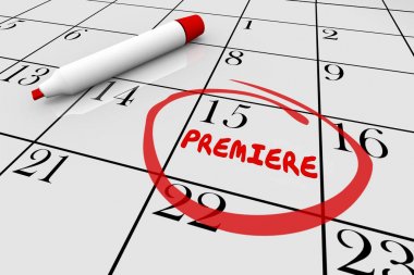Takvim ilk ilk görünüm olay premiere 3d Render illüstrasyon
