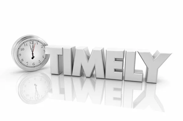 Timely Clock Punctuality Just Time Word Render Illustration — Stock Photo, Image