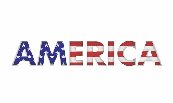 America Flag Usa United States Word Render Illustration — Stock Photo, Image