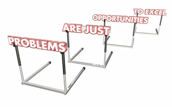 Problems Just Opportunities Excel Hurdles Render Illustration — Stock Photo, Image