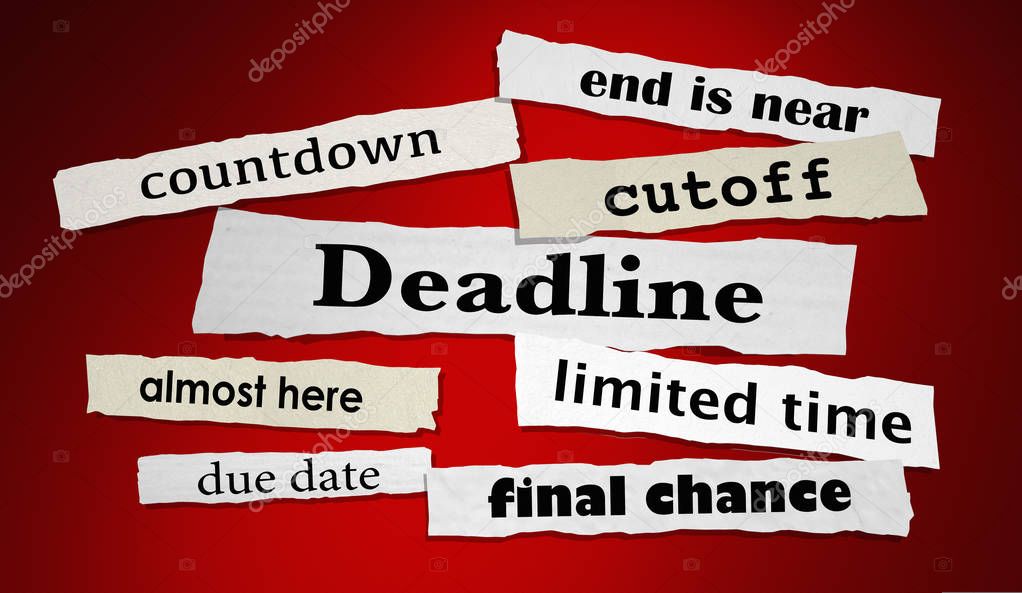 Deadline Countdown Cutoff Newspaper Headlines 3d Render Illustration