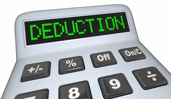 Deduction Word Calculator Tax Budget Expense Render Illustration — Stock Photo, Image