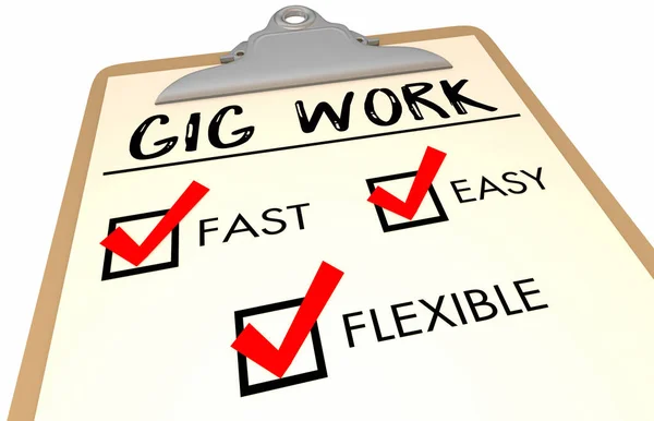 Gig Work Checklist Fast Easy Flexible 3d Illustration — Stock Photo, Image