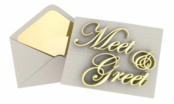 Meet and Greet Invitation Event Envelope Words 3d Illustration — Stock Photo, Image